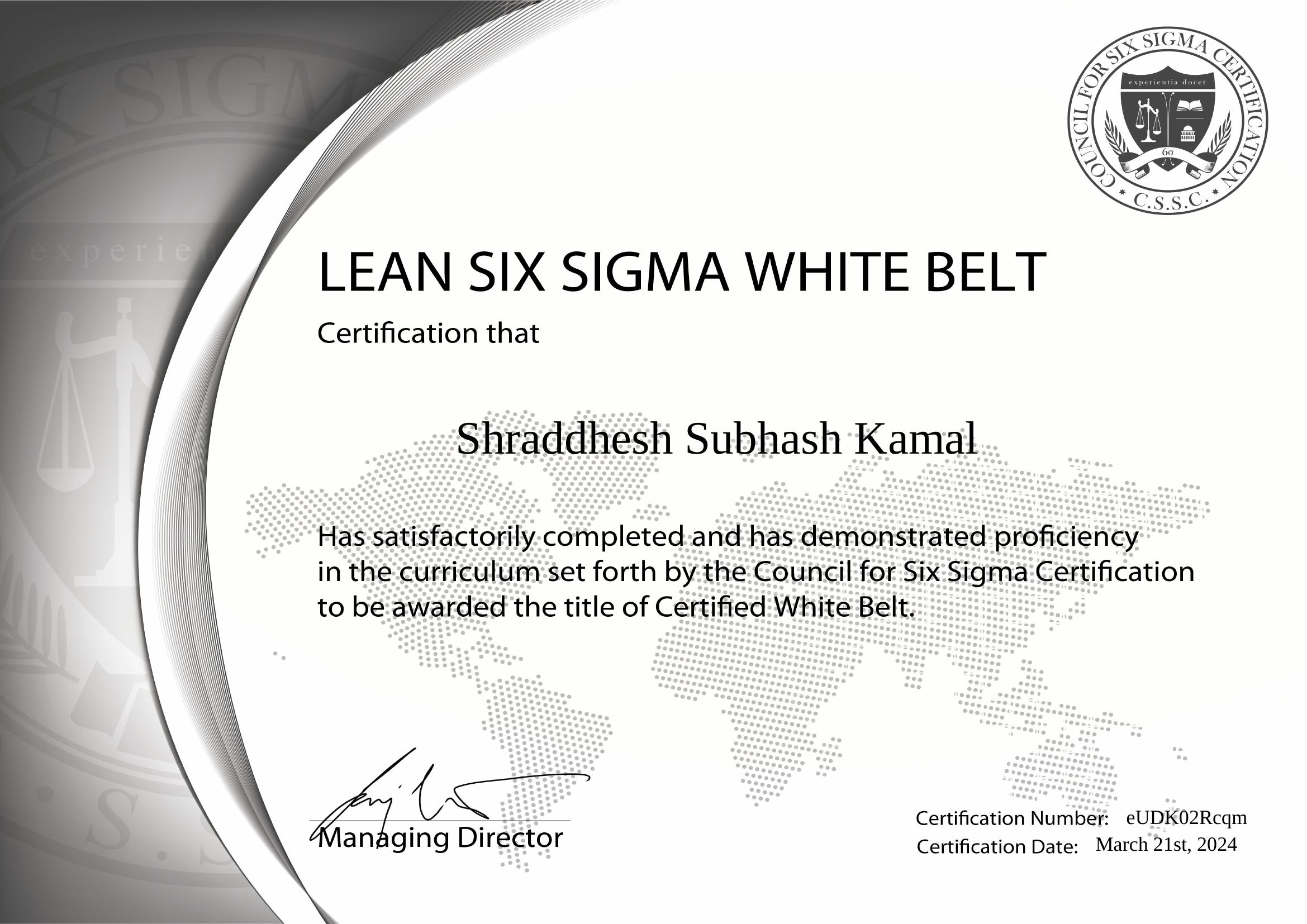 Lean Six Sigma White Belt Certification